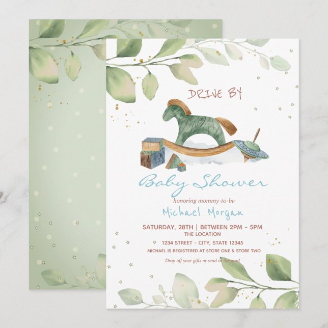 Toys Drive By Baby Shower  Invitation (Front/Back)