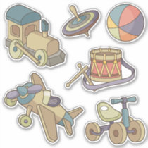 Toys Icon Set Contour Sticker