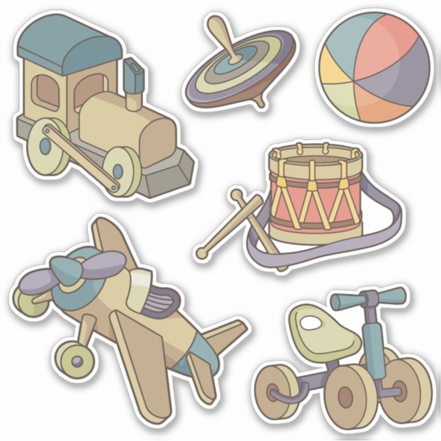 Toys Icon Set Contour Sticker (Front)