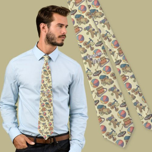Toys Icons Background Neck Tie