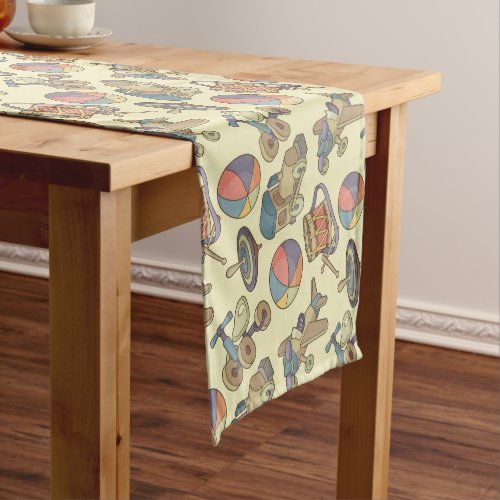 Toys Icons Background Short Table Runner