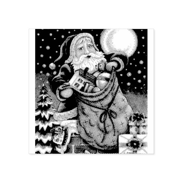 TOYS ON THE ROOF TOP, SANTA RUBBER STAMP, Full Rubber Stamp (Imprint)