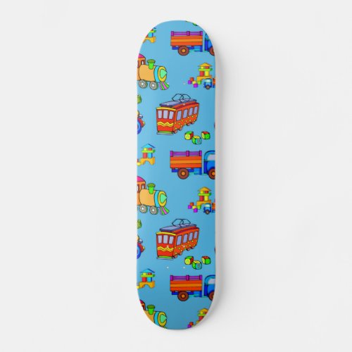 Toys - Red Trucks &amp; Orange Trains Skateboard Deck