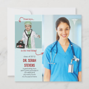Toys to Real Doctor Medical Graduation Invitation