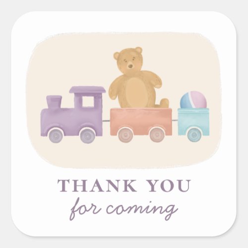 Toys train Baby shower thank you for coming Square Sticker