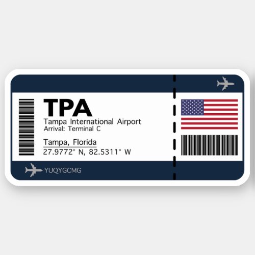 TPA Tampa Boarding Pass _ Florida Sticker
