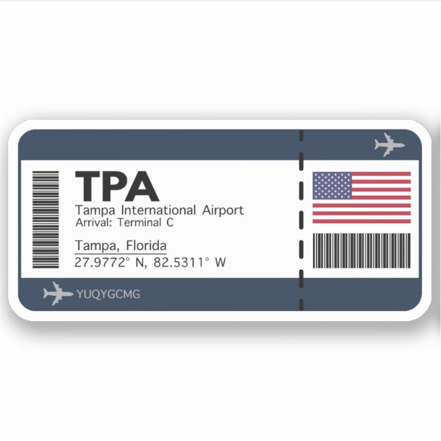 TPA Tampa Boarding Pass - Florida Sticker (Front)