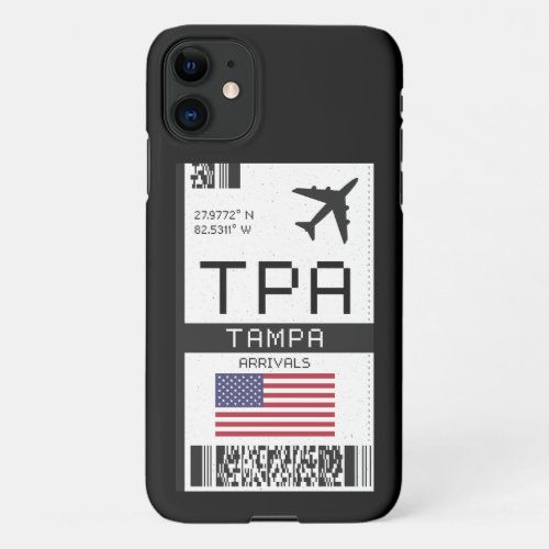 TPA Tampa Florida Airport Boarding Pass _ USA iPhone 11 Case