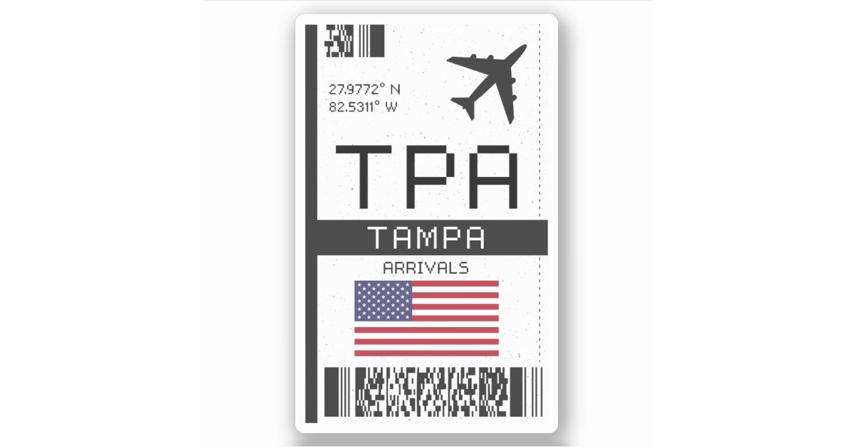 Tpa Sticker TPA Tampa, Florida Airport Boarding Pass - USA Sticker | Zazzle