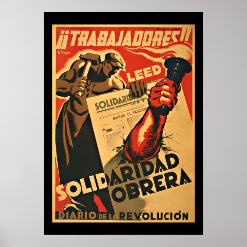 TRABAJADDRES WORKERS  _ SPANISH CIVIL WAR POSTER