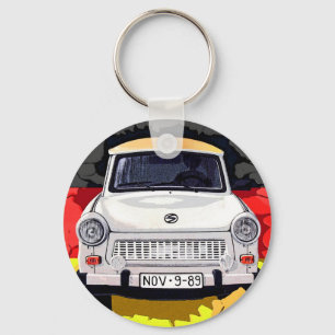 Trabant Car and German Flag, Berlin Wall Keychain