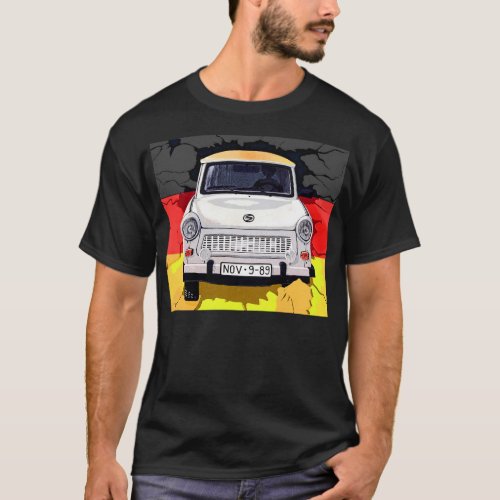 Trabant Car and German Flag Berlin Wall T_Shirt