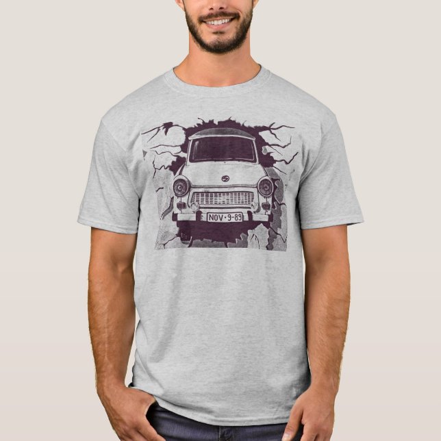 Trabant Car , Black & White, Berlin Wall (1) T-Shirt (Front)