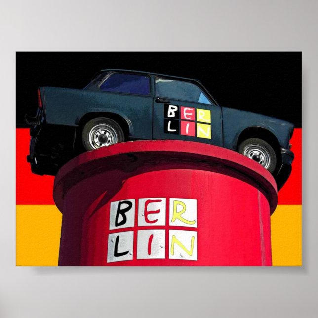 Trabant Car & German Flag,  Berlin Poster (Front)