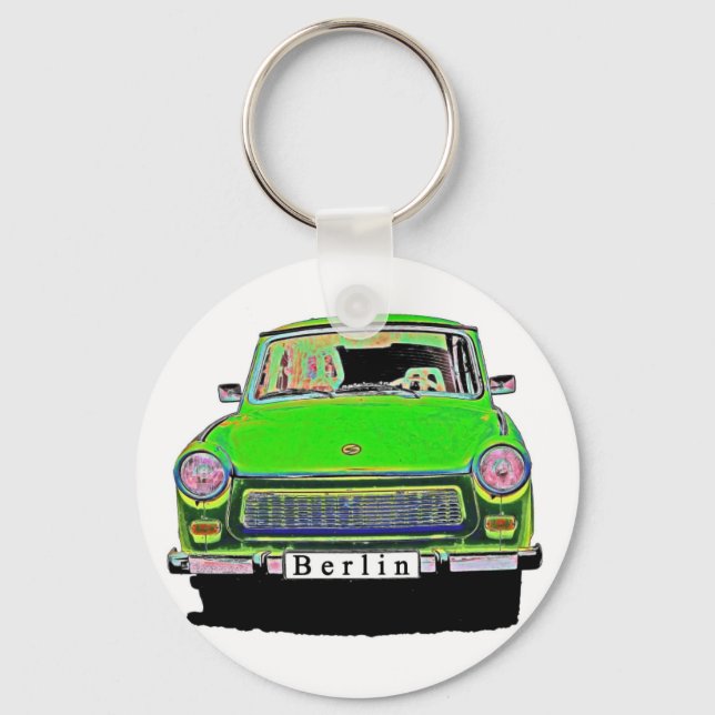 Trabant Car in Green, Berlin Keychain (Front)