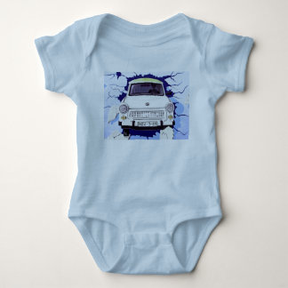 Trabant Car , Pale Blue, Berlin Wall Baby Bodysuit