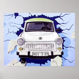 Trabant Car , Pale Blue, Berlin Wall Poster