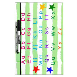 Trace Alphabet Green White Stripes Dry Erase Board