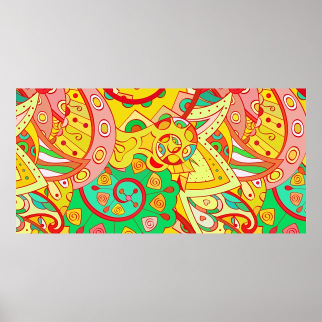 Tracery seamless pattern. Mehndi design. Ethnic co Poster (Front)