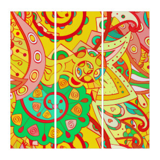 Tracery seamless pattern. Mehndi design. Ethnic co Triptych