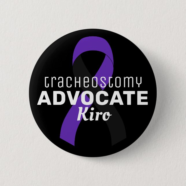 Tracheostomy Advocate Ribbon Black Button (Front)