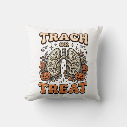 Tracheostomy Halloween Nurse Trick Or Treat Design Throw Pillow