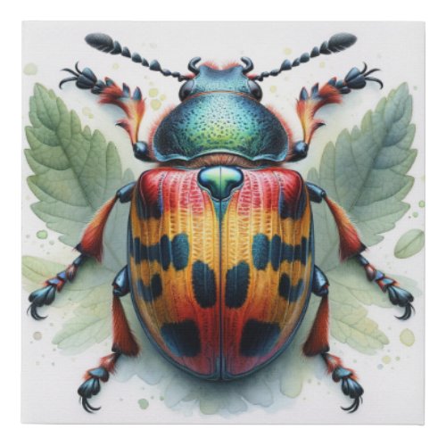 Trachyderes Beetle IREF579 _ Watercolor Faux Canvas Print