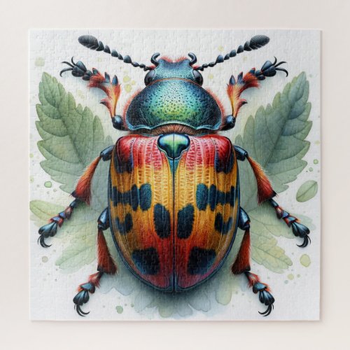 Trachyderes Beetle IREF579 _ Watercolor Jigsaw Puzzle
