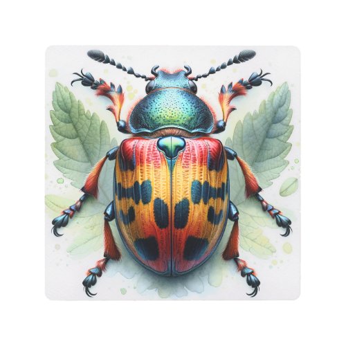 Trachyderes Beetle IREF579 _ Watercolor Metal Print