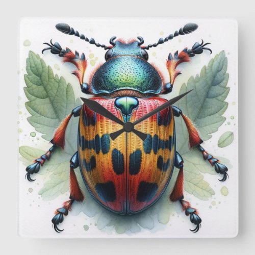 Trachyderes Beetle IREF579 _ Watercolor Square Wall Clock