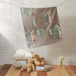 track 70 years old, retro buses and mopeds, 60s wr baby blanket