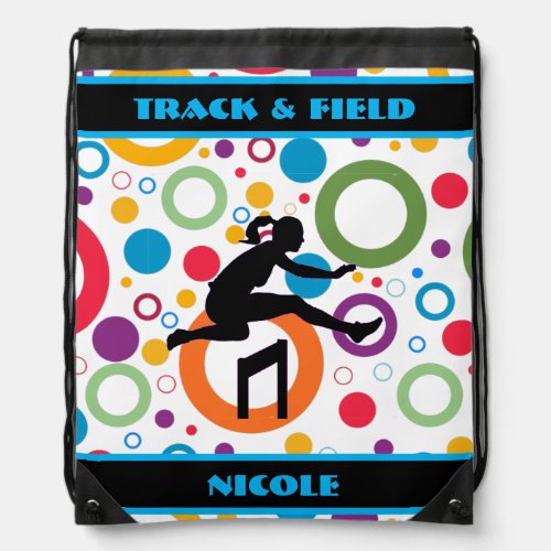 Track and Field Abstract Drawstring Bag
