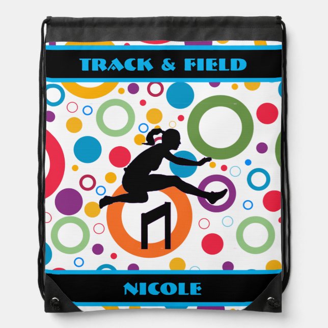 Track and Field Abstract Drawstring Bag (Front)