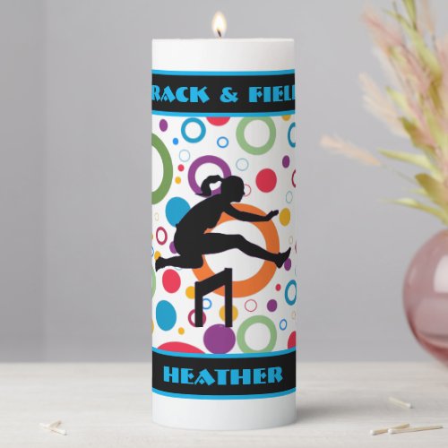 Track and Field Abstract  Pillar Candle