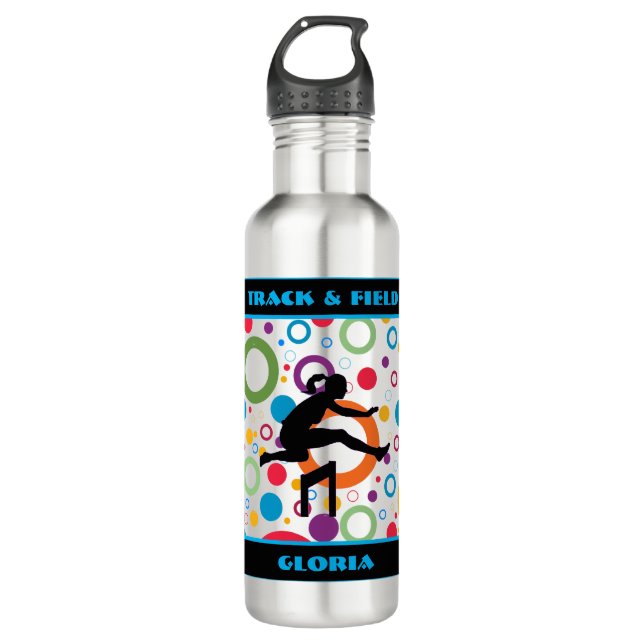Track and Field Abstract  Stainless Steel Water Bottle (Front)
