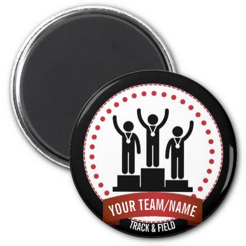 Track and Field black white red name Magnet