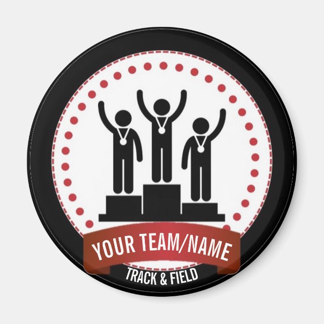 Track and Field black white red name Magnet (Front)