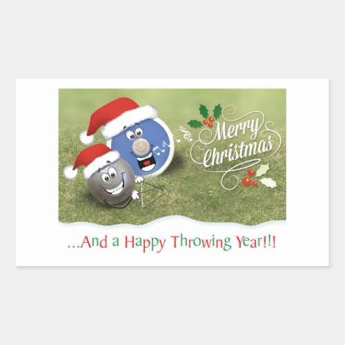 Track and Field Christmas Card Rectangular Sticker