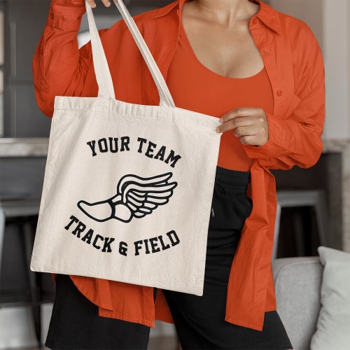 Track and Field Custom Team Name or Text Sports Tote Bag