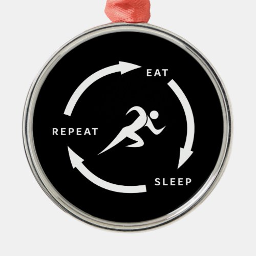 Track And Field Eat Sleep Repeat Sports Fan Saying Metal Ornament