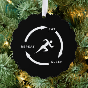 Track And Field Eat Sleep Repeat Sports Fan Saying Ornament Card