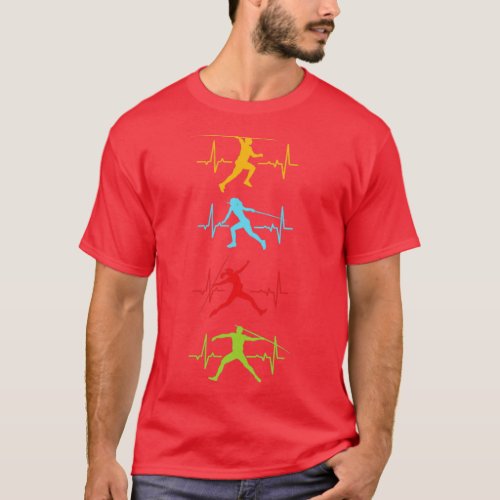 Track and Field Javelin Throwing Thrower Heartbeat T_Shirt