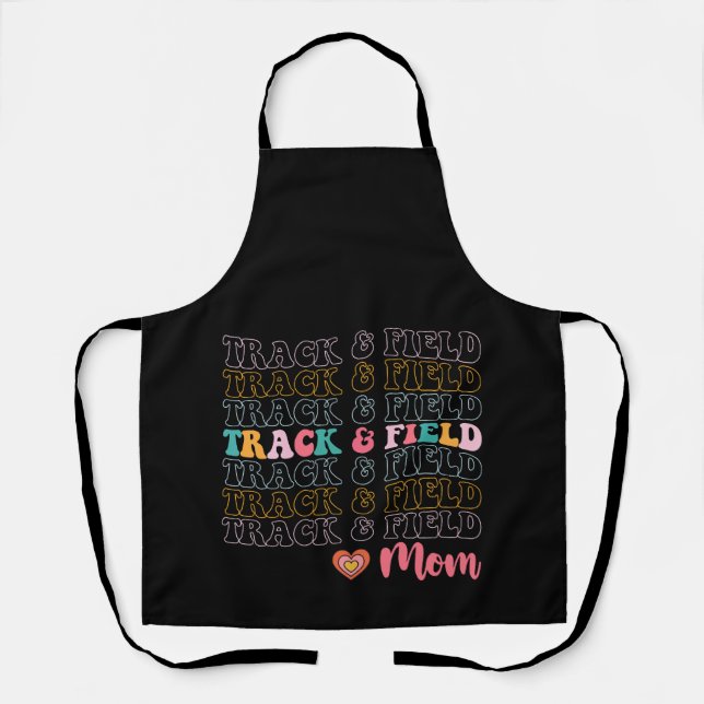 Track And Field Mom Groovy Running Mother’s Day Apron (Front)