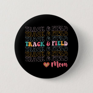 Track And Field Mom Groovy Running Mother’s Day Button