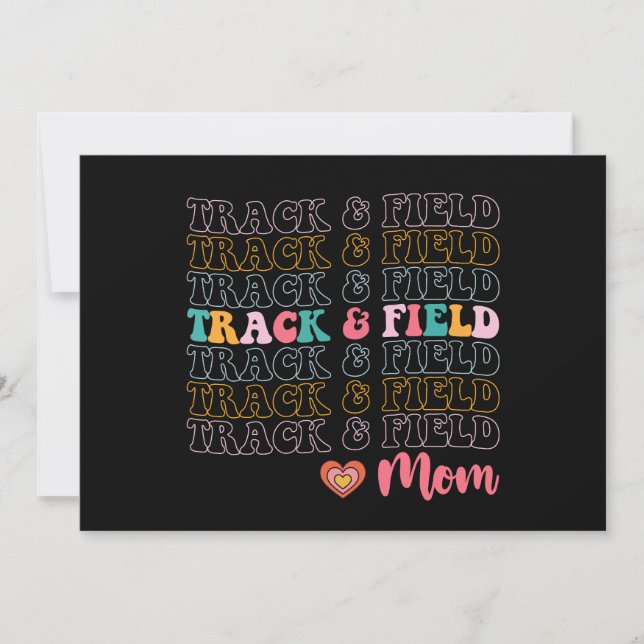 Track And Field Mom Groovy Running Mother’s Day Invitation (Front)