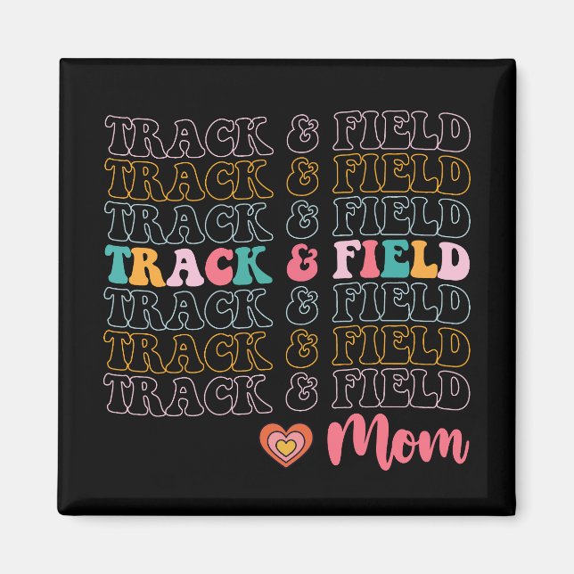 Track And Field Mom Groovy Running Mother’s Day Magnet (Front)