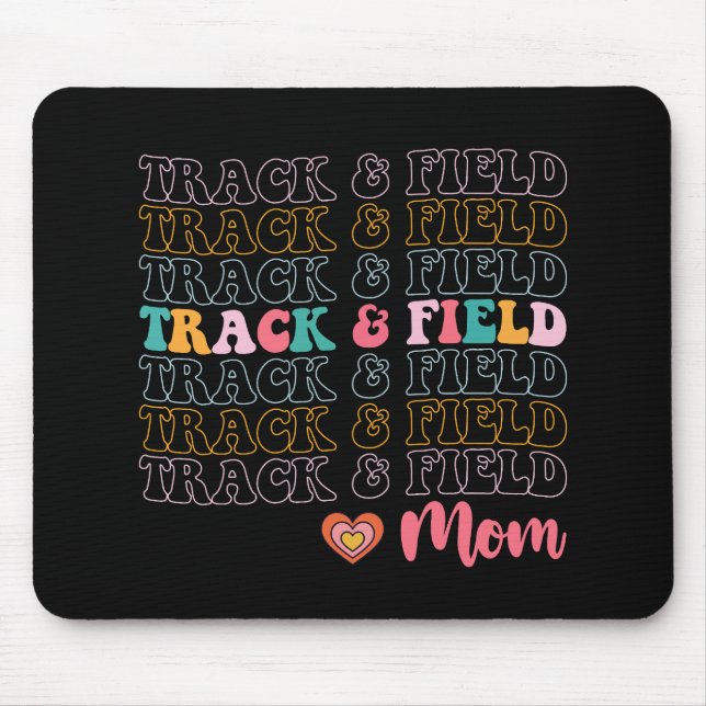 Track And Field Mom Groovy Running Mother’s Day Mouse Pad (Front)