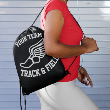 Track And Field Or Cross Country Custom Team Name Drawstring Bag by SoccerMomsDepot at Zazzle