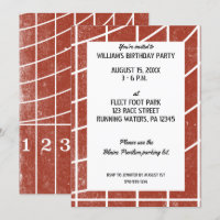 Track and Field Party Invitation Red Running Track