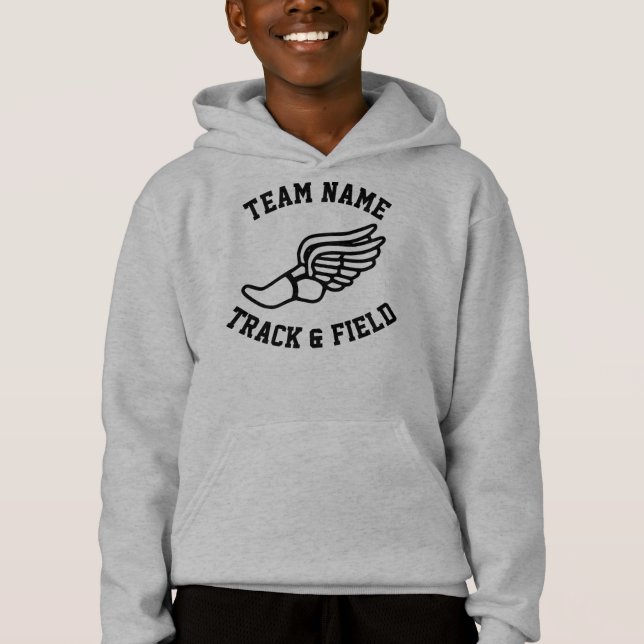 Track and Field Runner Customized Team Name Sports Hoodie (Front)